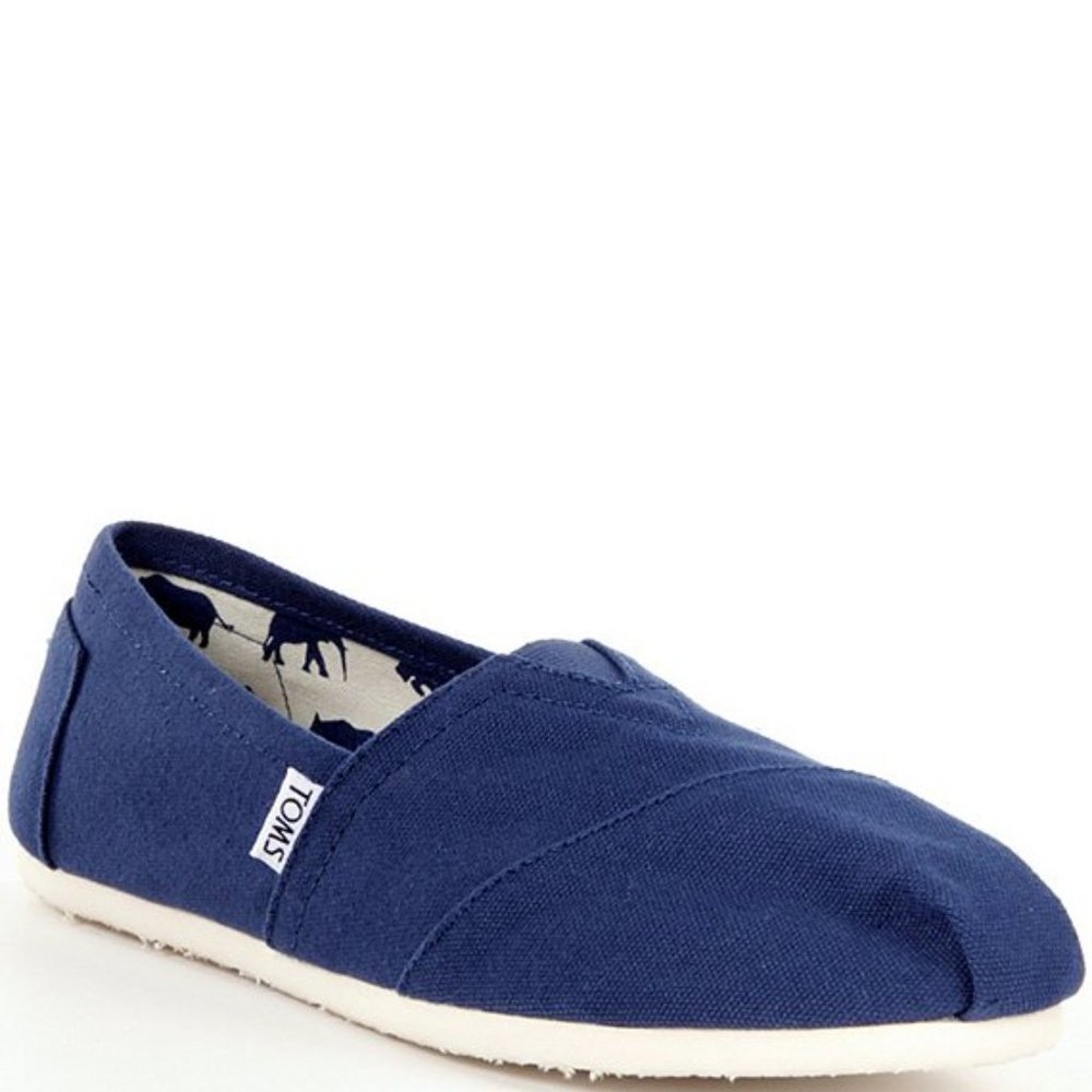 Natural canvas toms navy blue size 8